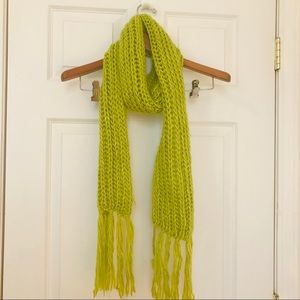 Hand knitted Bright green woolen scarf 🧣